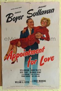 7s046 APPOINTMENT FOR LOVE 1sh '41 Charles Boyer & pretty Margaret Sullavan!