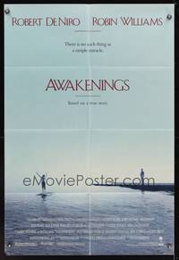 7s053 AWAKENINGS DS 1sh '90 directed by Penny Marshall, Robert De Niro & Robin Williams!