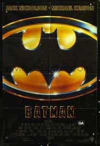 7s062 BATMAN int'l 1sh '89 Michael Keaton, Jack Nicholson, directed by Tim Burton!