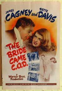 7s098 BRIDE CAME C.O.D. 1sh '41 James Cagney yells at Bette Davis!