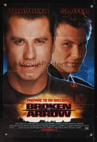 7s110 BROKEN ARROW style A DS advance 1sh '96 John Travolta, Christian Slater, John Woo directed!