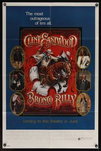 7s111 BRONCO BILLY advance 1sh '80 Clint Eastwood directs & stars, Roger Huyssen art!