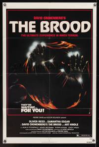 7s112 BROOD 1sh '79 David Cronenberg, Oliver Reed, Samantha Eggar, art of monster in embryo!