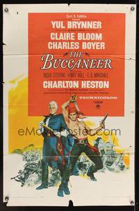 7s117 BUCCANEER 1sh '58 Yul Brynner, Charlton Heston, directed by Anthony Quinn!