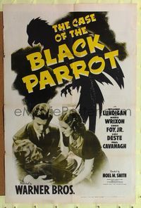 7s141 CASE OF THE BLACK PARROT 1sh '41 William Lundigan, Maris Wrixon, Eddie Foy Jr, dramatic art!