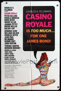 7s142 CASINO ROYALE 1sh '67 all-star James Bond spy spoof, sexy psychedelic art!