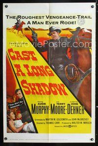 7s143 CAST A LONG SHADOW 1sh '59 Audie Murphy, roughest vengeance-trail a man ever rode!