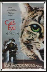 7s149 CAT'S EYE 1sh '85 Stephen King, Drew Barrymore, artwork of wacky little monster by J. Vack!
