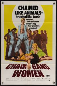 7s153 CHAIN GANG WOMEN 1sh '71 Michael Stearns, Robert Lott, Barbara Mills, chained like animals!