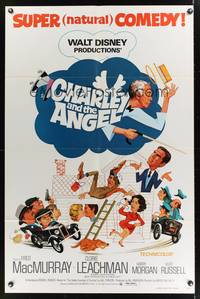 7s161 CHARLEY & THE ANGEL 1sh '73 Disney, Fred MacMurray, Cloris Leachman, supernatural comedy!