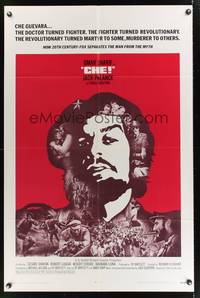 7s162 CHE int'l 1sh '69 art of Omar Sharif as Guevara, Jack Palance as Fidel Castro!