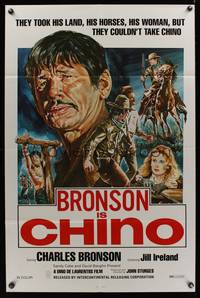 7s176 CHINO 1sh '73 Charles Bronson, Jill Ireland, Valdez il mezzosangue, cool adventure art!