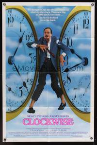 7s202 CLOCKWISE 1sh '86 great image of wacky John Cleese trapped between clocks!