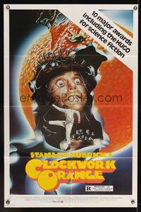 7s203 CLOCKWORK ORANGE 1sh R82 Stanley Kubrick classic, different art of Malcolm McDowell!