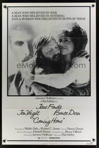 7s219 COMING HOME 1sh '78 Jane Fonda, Jon Voight, Bruce Dern, Hal Ashby, Vietnam veterans!