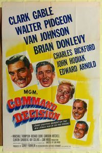 7s220 COMMAND DECISION 1sh '48 Clark Gable, Walter Pidgeon, Van Johnson, Brian Donlevy!