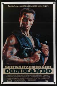 7s221 COMMANDO 1sh '85 Arnold Schwarzenegger is going to make someone pay!