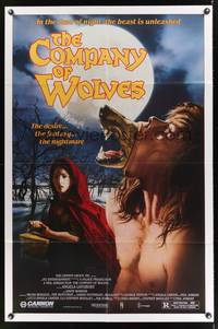 7s223 COMPANY OF WOLVES 1sh '85 Angela Lansbury, wild Watts werewolf art!