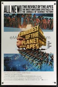 7s229 CONQUEST OF THE PLANET OF THE APES style B 1sh '72 Roddy McDowall, the revolt of the apes!