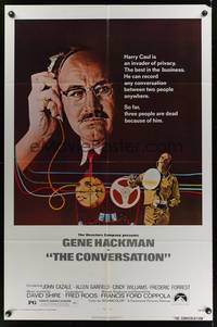 7s232 CONVERSATION 1sh '74 Gene Hackman is an invader of privacy, Francis Ford Coppola directed!
