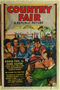 7s238 COUNTRY FAIR 1sh '41 romantic art of Eddie Foy Jr. & June Clyde!
