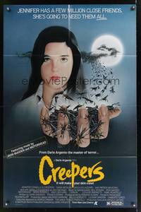 7s245 CREEPERS 1sh '85 Dario Argento, art of Jennifer Connelly with handful of bugs by Newton!