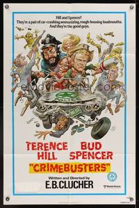 7s250 CRIMEBUSTERS 1sh '79 great art of Terence Hill & Bud Spencer by Jack Davis!