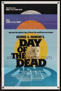 7s274 DAY OF THE DEAD 1sh '85 George Romero's Night of the Living Dead zombie horror sequel!