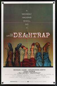 7s279 DEATHTRAP 1sh '82 art of Chris Reeve, Michael Caine & Dyan Cannon's feet!
