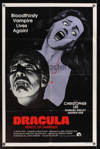 7s314 DRACULA PRINCE OF DARKNESS int'l 1sh R80s great image of vampire Christopher Lee!