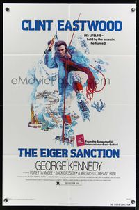 7s326 EIGER SANCTION 1sh '75 Clint Eastwood's lifeline was held by the assassin he hunted!