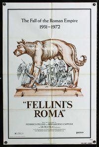 7s355 FELLINI'S ROMA 1sh '72 Italian Federico classic, the fall of the Roman Empire!