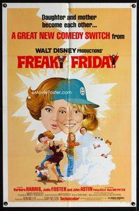7s376 FREAKY FRIDAY revised 1sh '77 Jodie Foster switches bodies with Barbara Harris, Disney!