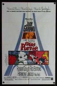 7s384 GAY PURR-EE 1sh '62 Judy Garland, Robert Goulet, Red Buttons, cartoon cats!