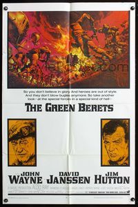 7s412 GREEN BERETS 1sh '68 John Wayne, David Janssen, Jim Hutton, Vietnam War!