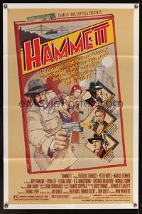 7s423 HAMMETT 1sh '82 Wim Wenders directed, Frederic Forrest, really cool detective artwork!
