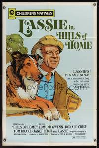 7s453 HILLS OF HOME 1sh R72 Janet Leigh, art of Lassie the dog & Edmund Gwenn!