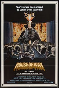 7s473 HOUSE OF WAX 1sh R81 3-D, Vincent Price, Charles Bronson, Frank Lovejoy!