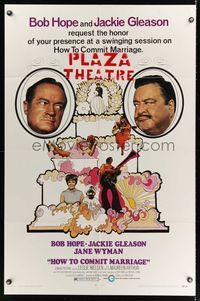 7s477 HOW TO COMMIT MARRIAGE 1sh '69 great image of Bob Hope & Jackie Gleason glaring at each other