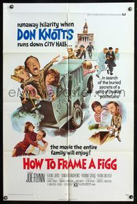 7s478 HOW TO FRAME A FIGG 1sh '71 Joe Flynn, wacky comedy images of Don Knotts!