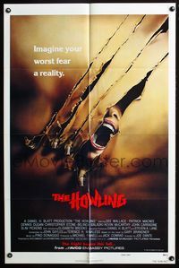 7s482 HOWLING teaser 1sh '81 Joe Dante, cool image of screaming female attacked by werewolf!