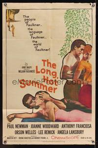 7s575 LONG, HOT SUMMER 1sh '58 Paul Newman, Joanne Woodward, Faulkner directed by Martin Ritt!