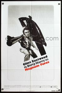 7s593 MAGNUM FORCE 1sh '73 Clint Eastwood is Dirty Harry pointing his huge gun!