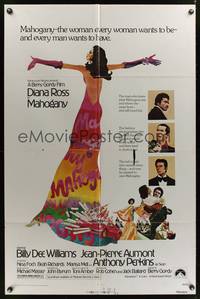 7s595 MAHOGANY 1sh '75 cool art of Diana Ross, Billy Dee Williams, Anthony Perkins, Aumont!