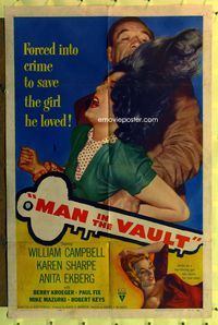 7s606 MAN IN THE VAULT 1sh '56 directed by Andrew V. McLaglen, sexy two-timing Anita Ekberg!