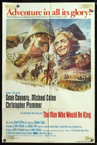 7s610 MAN WHO WOULD BE KING 1sh '75 art of Sean Connery & Michael Caine by Tom Jung!