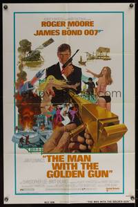 7s612 MAN WITH THE GOLDEN GUN west hemi 1sh '74 art of Roger Moore as James Bond by Robert McGinnis!