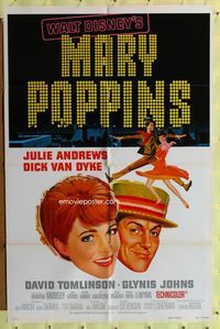 7s622 MARY POPPINS style A 1sh R73 Julie Andrews & Dick Van Dyke in Walt Disney's musical classic!