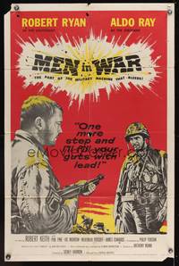 7s631 MEN IN WAR 1sh '57 art of Robert Ryan & Aldo Ray fighting in Korea!