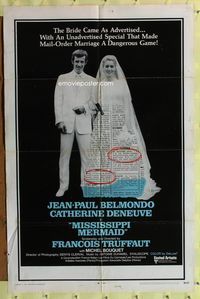 7s636 MISSISSIPPI MERMAID int'l 1sh '70 Truffaut's La Sirene du Mississippi, Belmondo, Deneuve